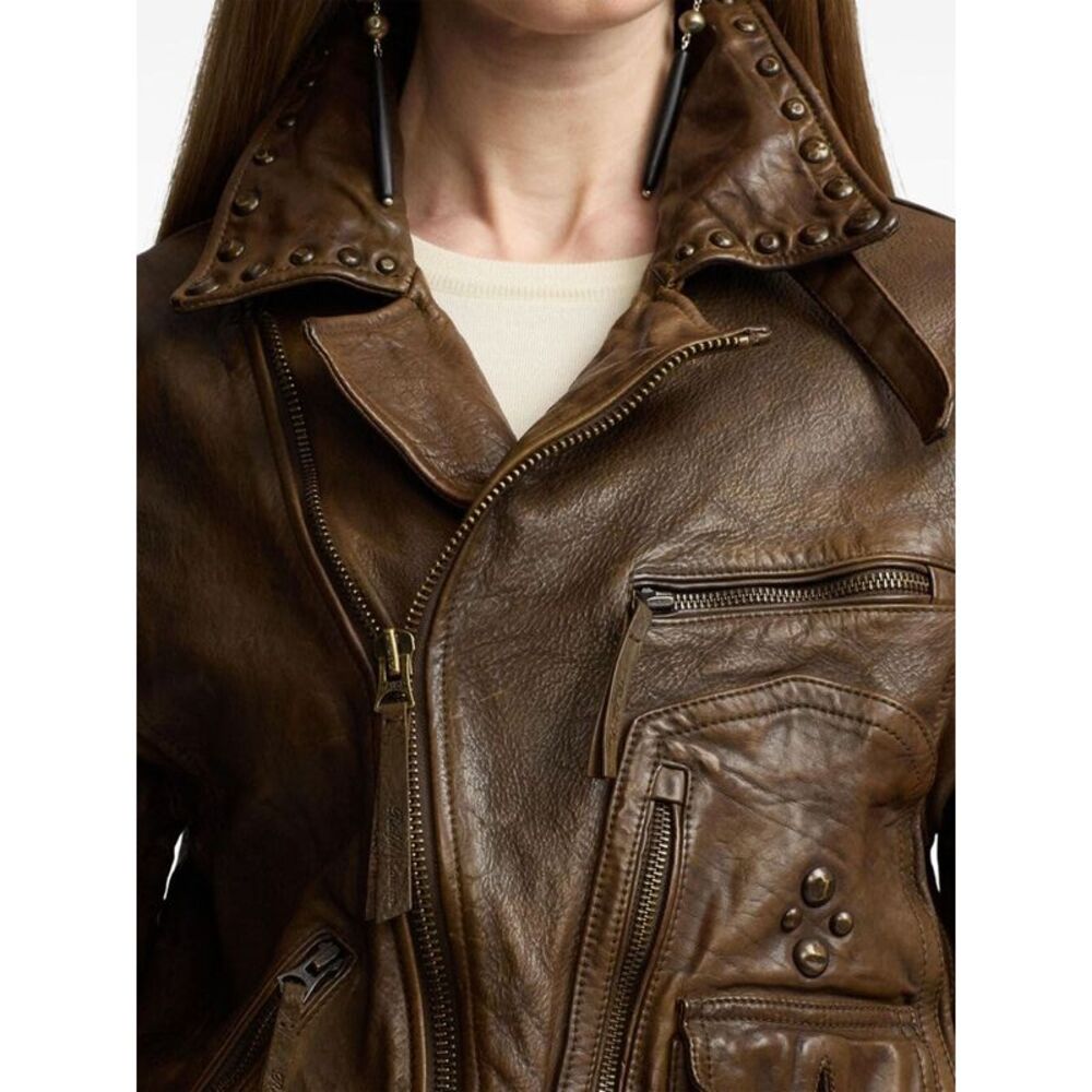 Ralph Lauren Women `Andrea` Leather Jacket - Picture 5 of 6